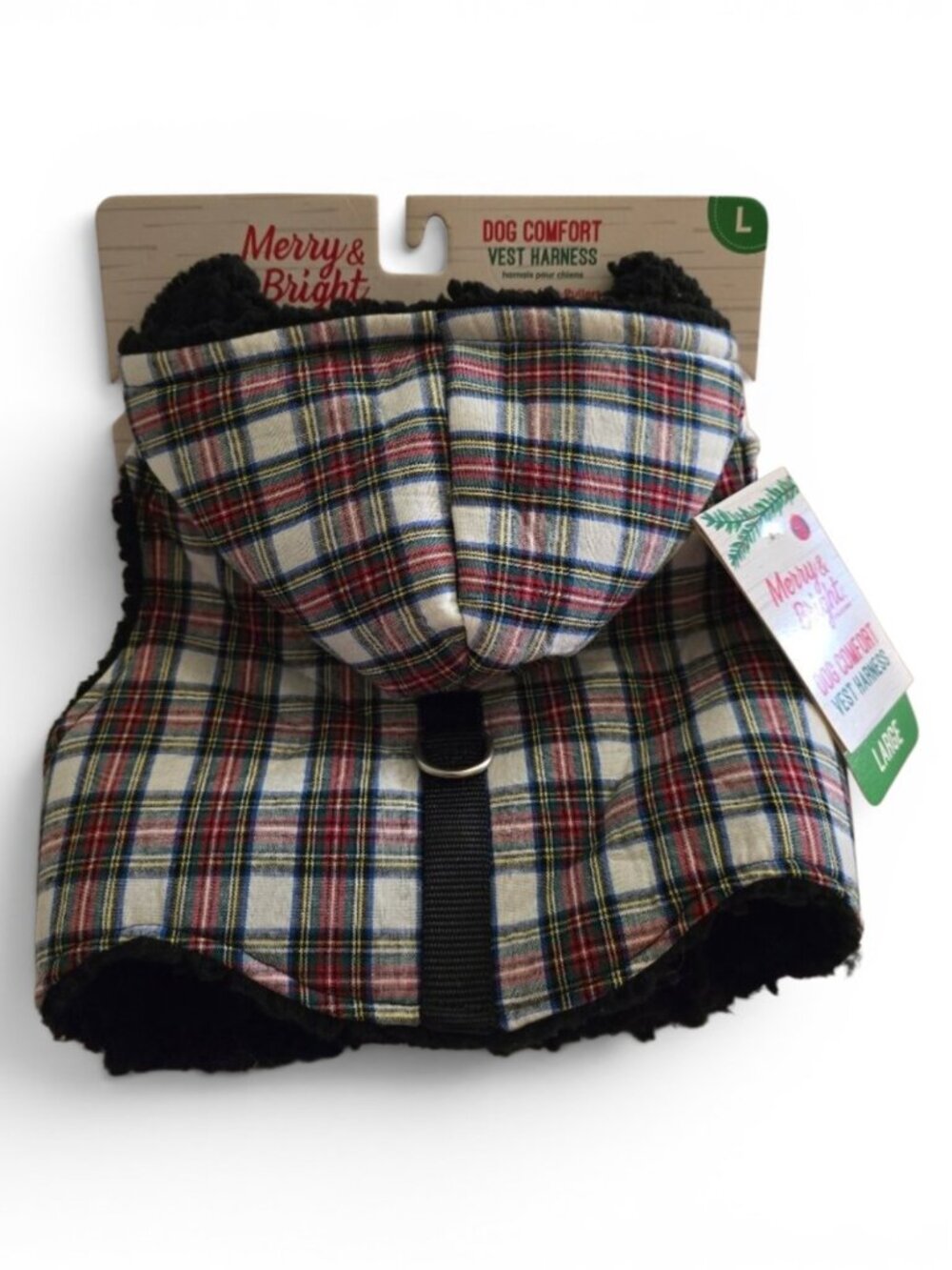 Christmas Plaid Dog Harness Vest Large Merry & Bright Holiday Pet Coat NEW